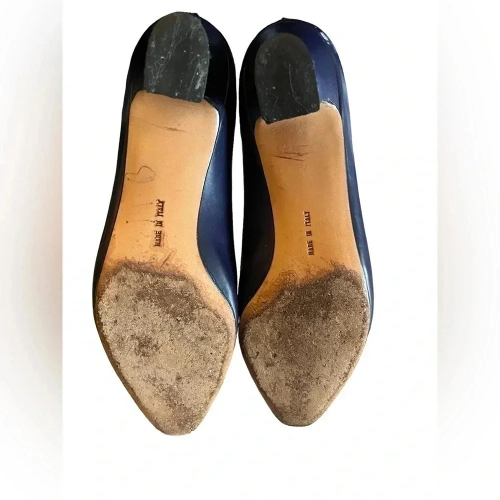 Salvatore Ferragamo Screened Leather Cap Toe Pumps Classic Vintage - Picture 3 of 12
